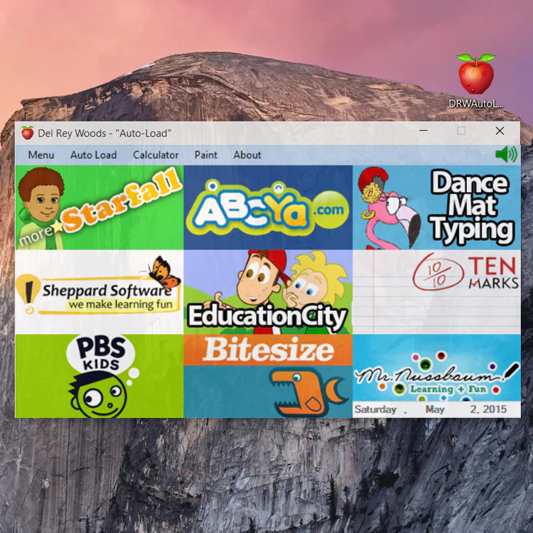 Del Rey Woods Auto-Load window with a 3 by 3 grid of learning-site tiles