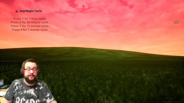 Pink sunset sky over the hill with a key-help overlay